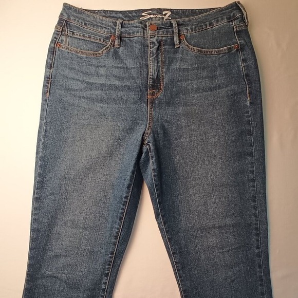 Seven7 Womens High Rise Skinny Leg Jeans Size 12 Medium Wash Classic Stretch - Picture 2 of 10